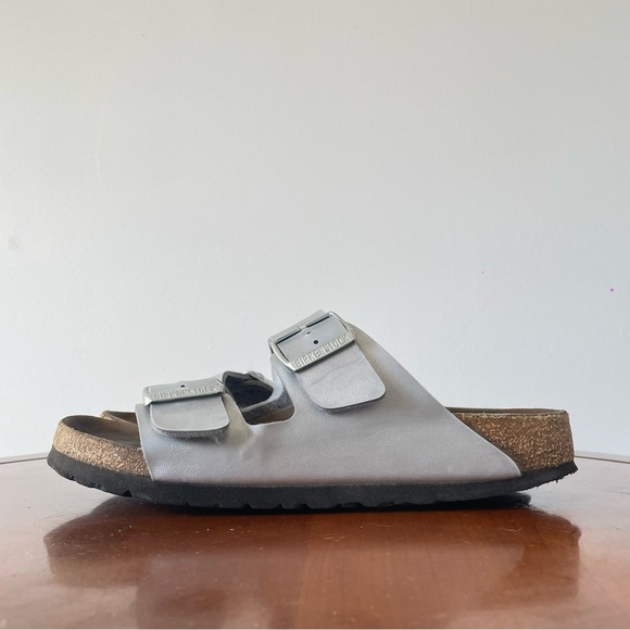Birkenstock Arizona Silver Birko-Flor Soft Footbed Slide Sandals | EU 39 - Picture 4 of 8